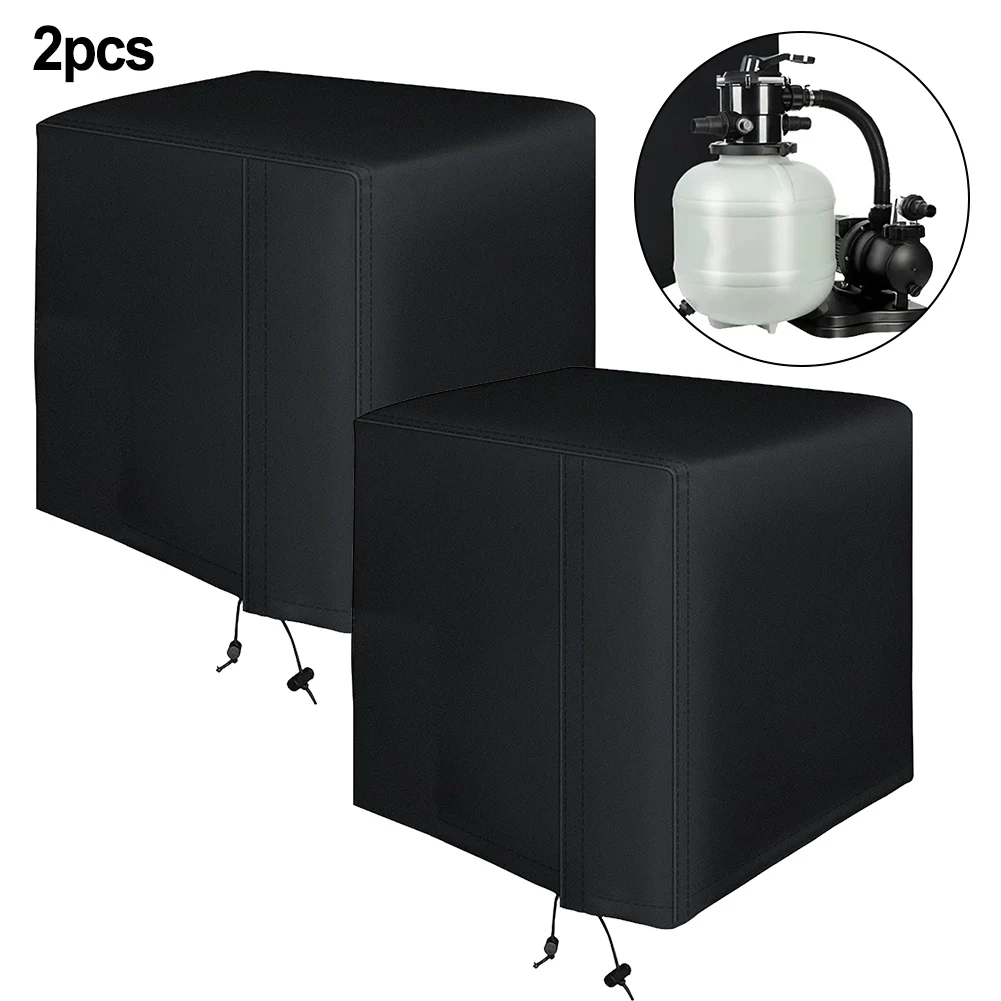 

2PCS 210D Waterproof Sand Filter Pump Cover with UV Protection and Windproof Features for Above Ground Pool Equipment