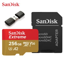 SanDisk 메모리 카드 64GB V30 A2 4K 마이크로 SD 카드 128GB 256GB 512GB UHS-I U3 플래시 카드 Microsd 1 테라바이트 클래스 10 익스트림 SDXC