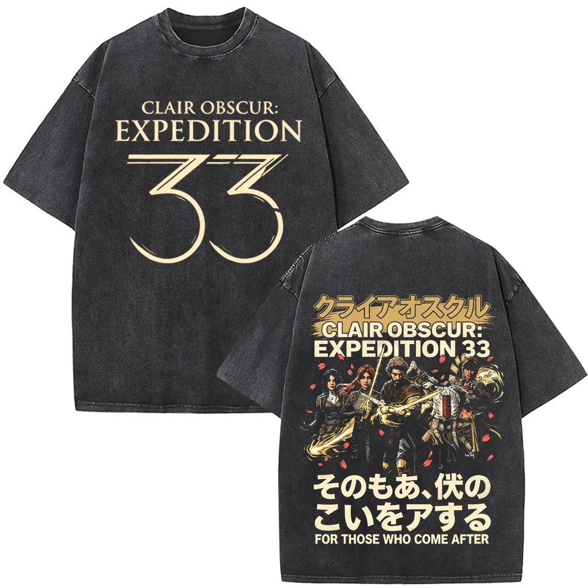 Game Clair Obscur Expedition 33 for Those Who Come After Vintage Washed T Shirt Fans Gift Men Women Fashion Short Sleeve T-shirt
