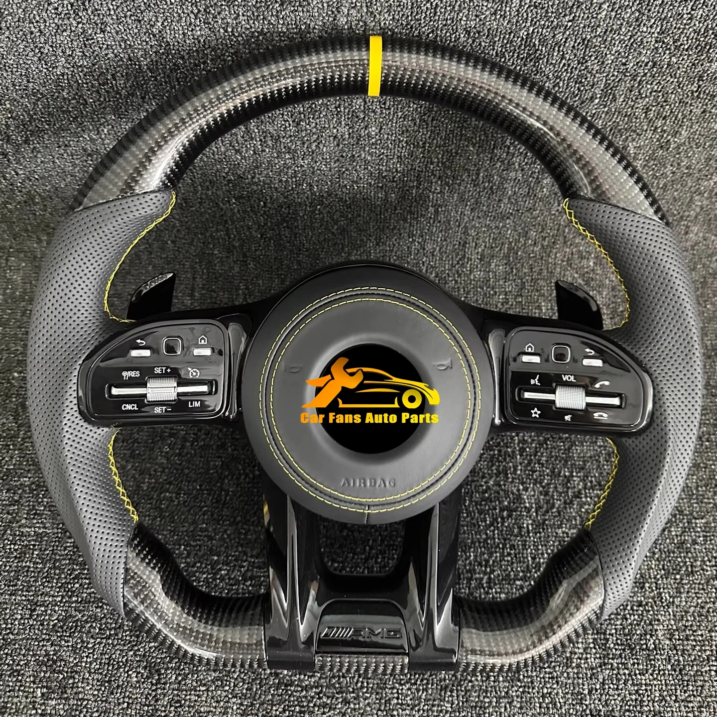 

Sporty Design Carbon Fiber Car Steering Wheel with Purple Leather for Benz Amg Gt C63s Cla45 A45 ODM OEM Steering Wheel