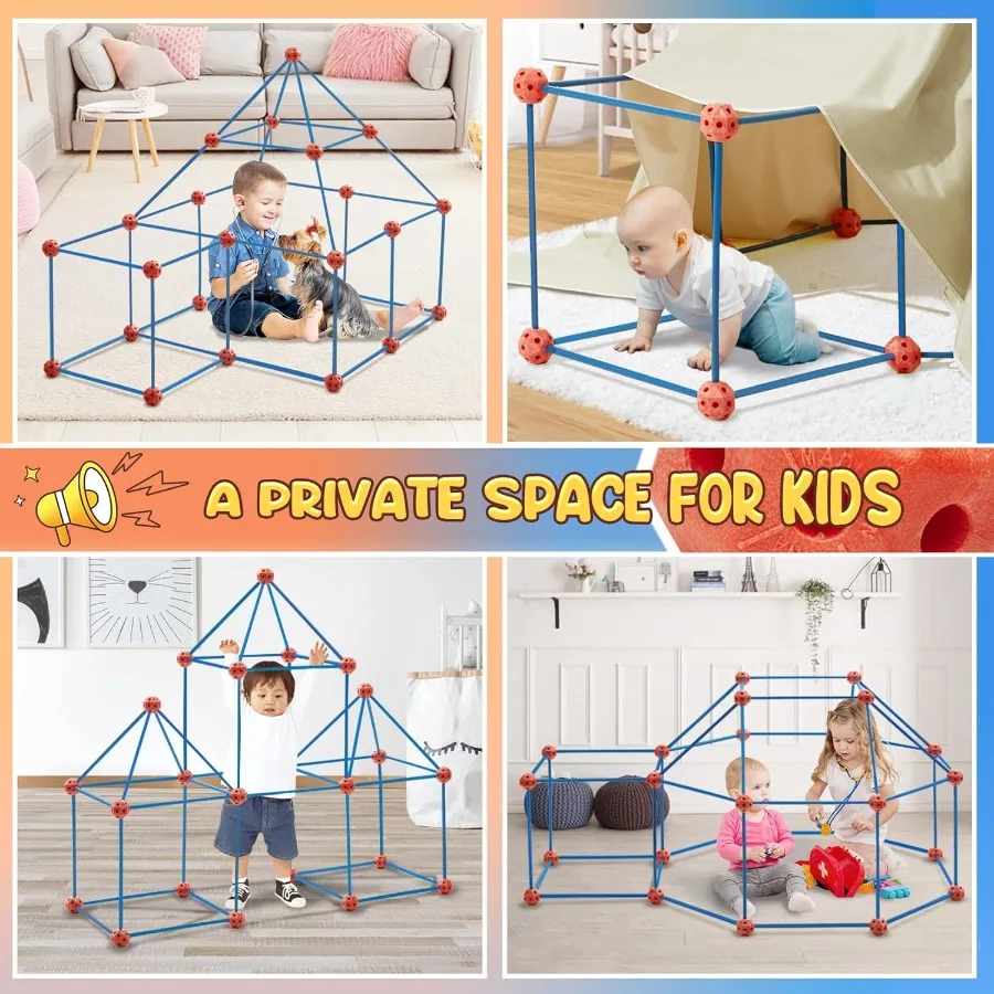 Fort-bouwpakket 120-delig Creatief Fort STEM-speelgoed DIY-bouw Speeltent Tunnels Binnen en buiten Speelhuis Educatief leren