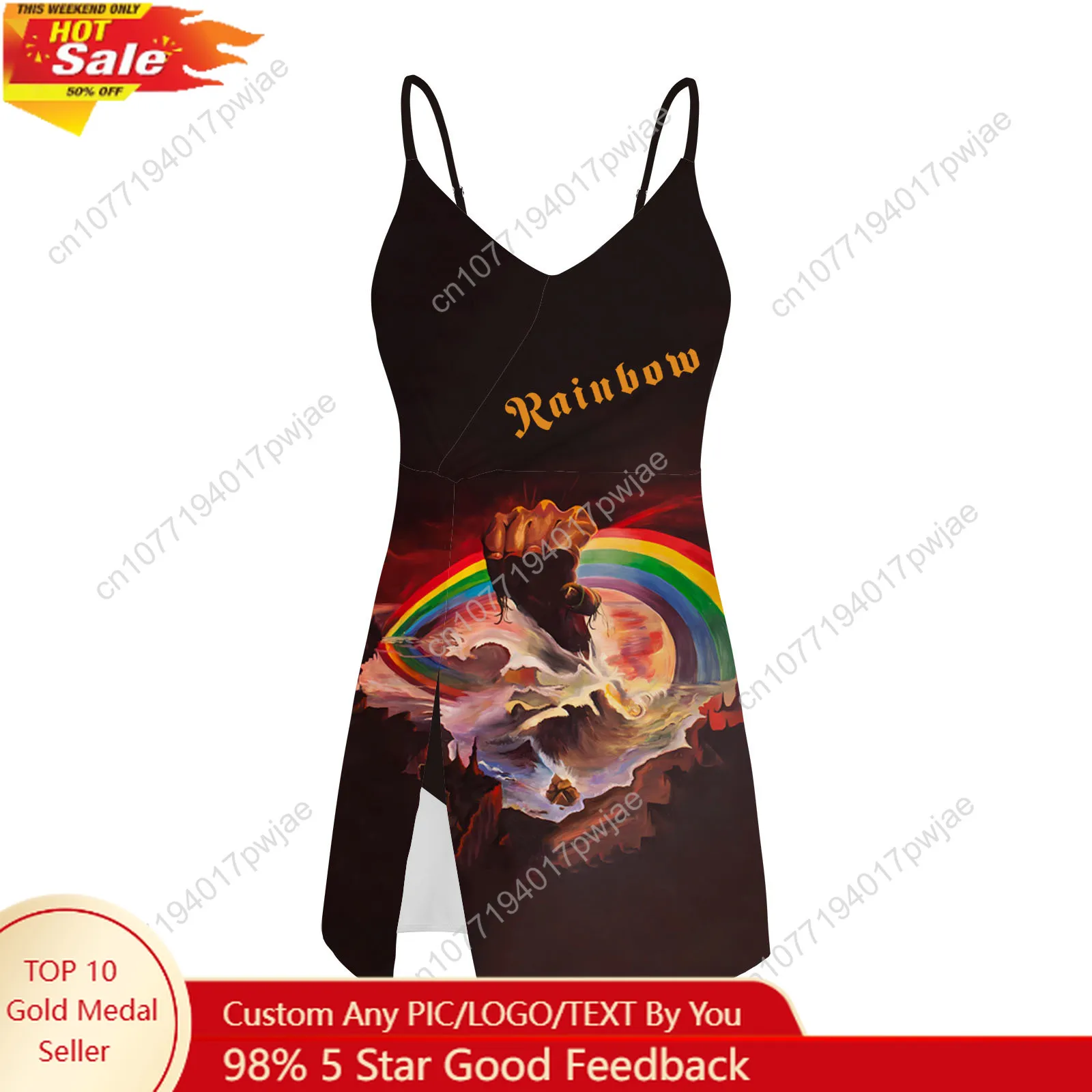 

Rainbow Rising Band Sling Dress Swimsuit Womens Bathing Suits Fashion Swimwear Pool Party Beach Bikini Custom Made Beachwear