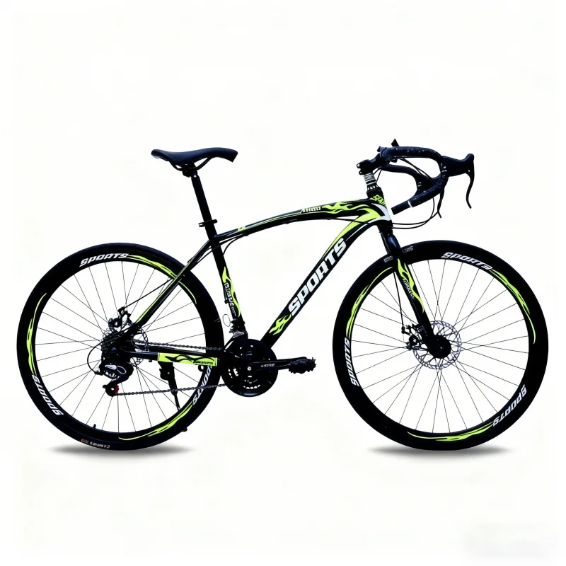

21Speed40Knife black green Manufacturer Wholesale Road Bike Bicycle700cAdult Variable Speed Drop Handlebar Disc Brake City Racin