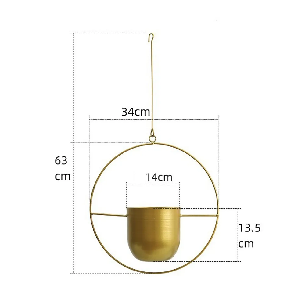 Simple Iron Plant Pot Hanging Bucket with Hook Hanging Flower Pot Plant Hanging Basket Home Decoration