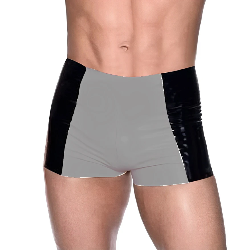 Natural Latex Men Shorts Rubber Tight Boxer Underwear Plus Size XXXL Custom Made Panties Handmade Underpants S-LPM122