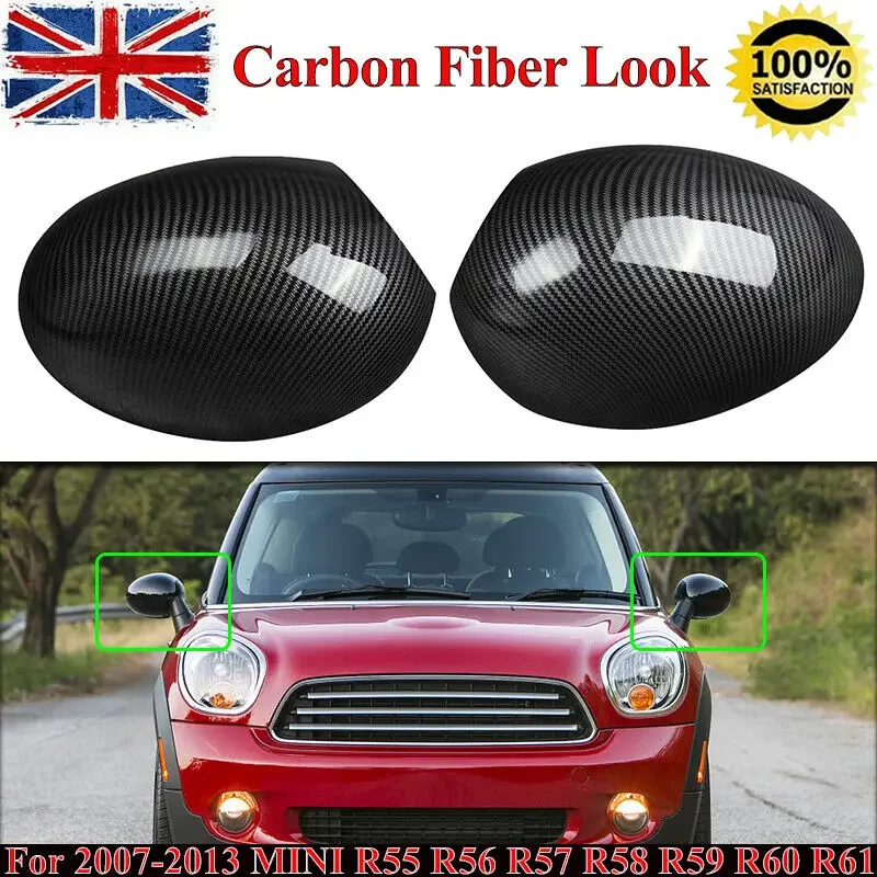 Pair LH+RH Wing Mirror Cover Caps Casing For Mini Cooper R55 R56 R57 R58 R59 R61