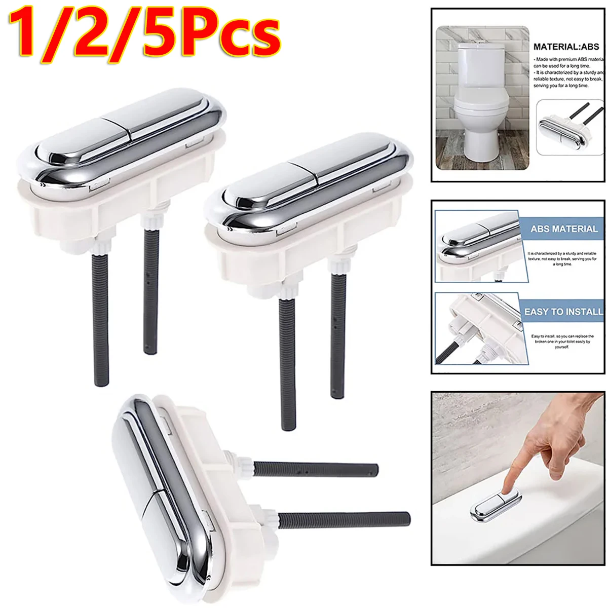 

1/2/5Pcs Oval Seat Toilet Flush Push Button Toilet Squatting Pit WC Water Tank Accessories Switch Presser Water Button 100X30m