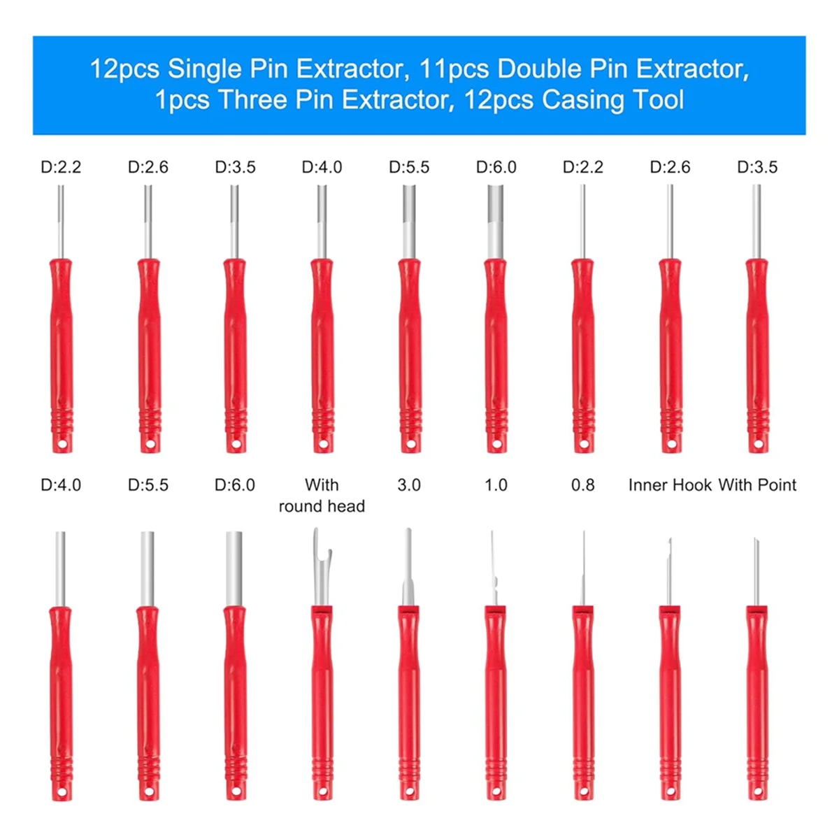 Terminal Removal Tool Kit 36 Pcs Depinning Tool Electrical Connector Pin Removal Tool Kit Pin Extractor Tool Set Red XY