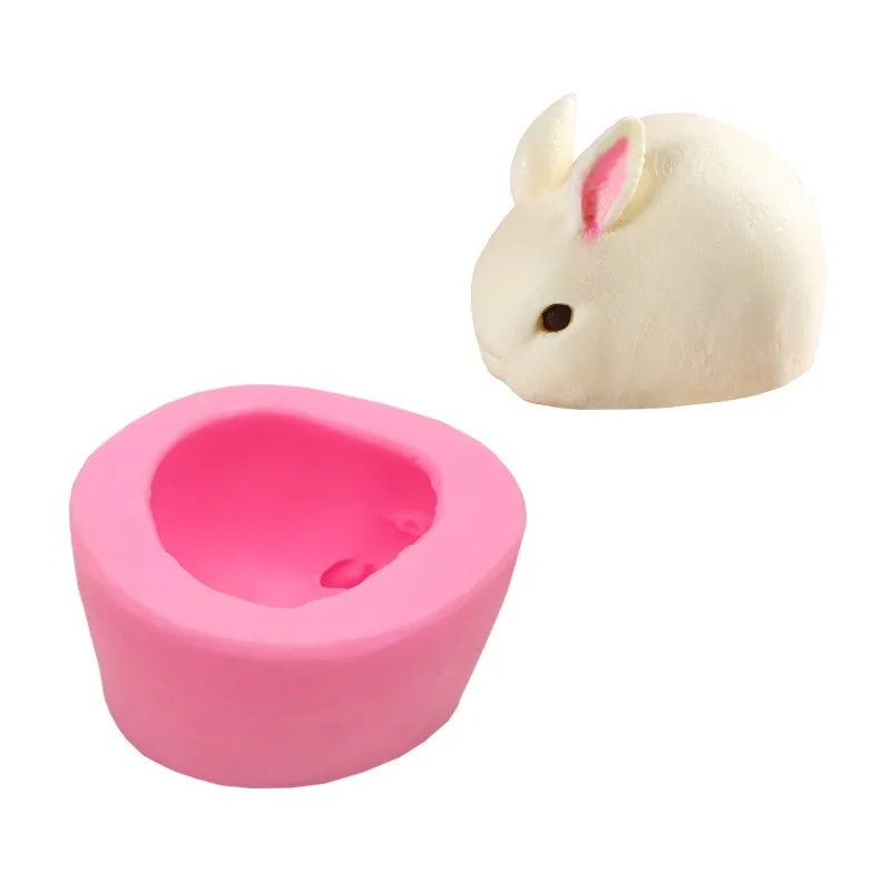 

Cute 3D Rabbit Mousse Cake Mold White Rabbit Jelly Pudding Cake Decoration Silicone Baking Mold