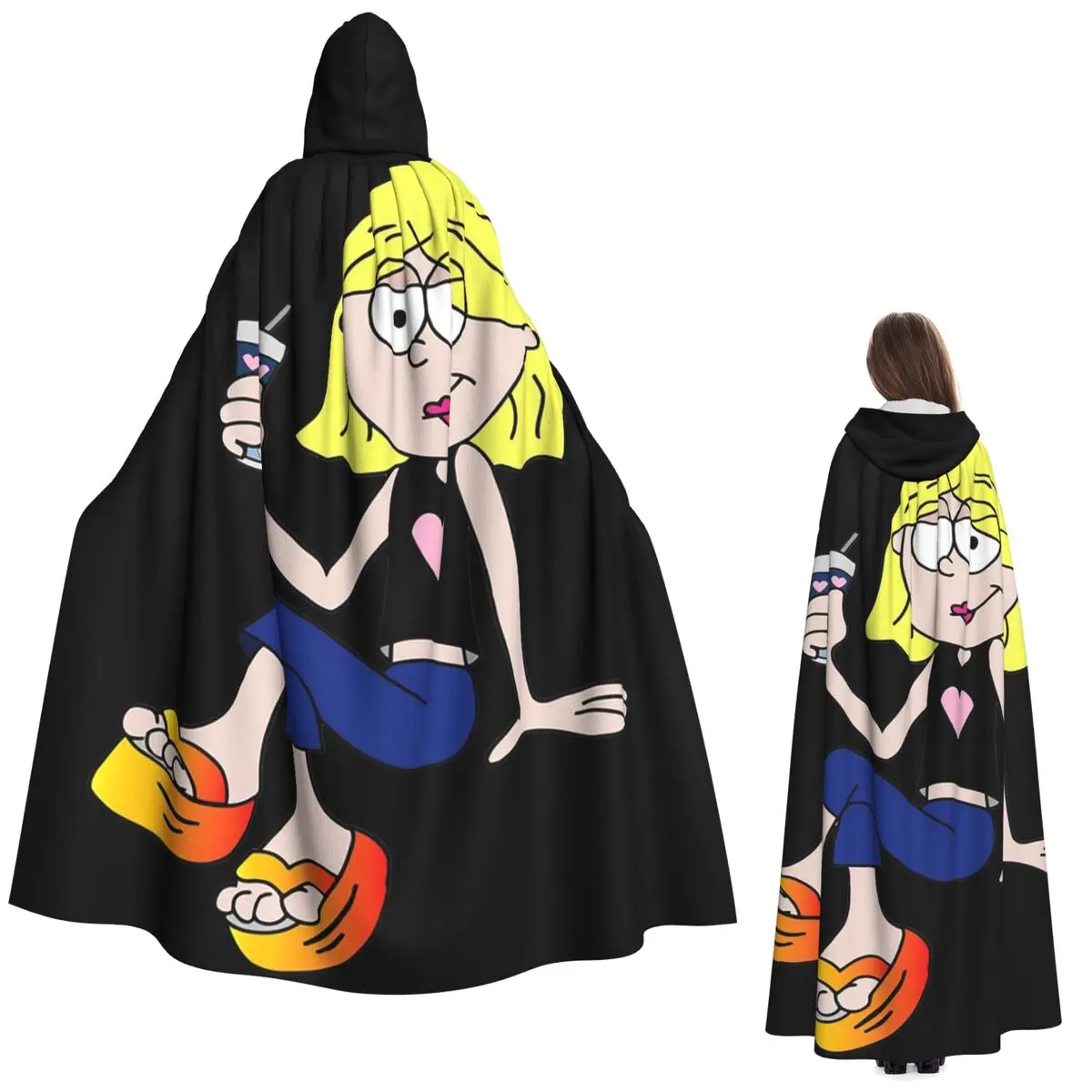 

Длинный плащ с капюшоном из мультфильма Лиззи Макгире, средневековый костюм ведьмы, накидка для косплея, пальто на Хэллоуин для взрослых, унисекс