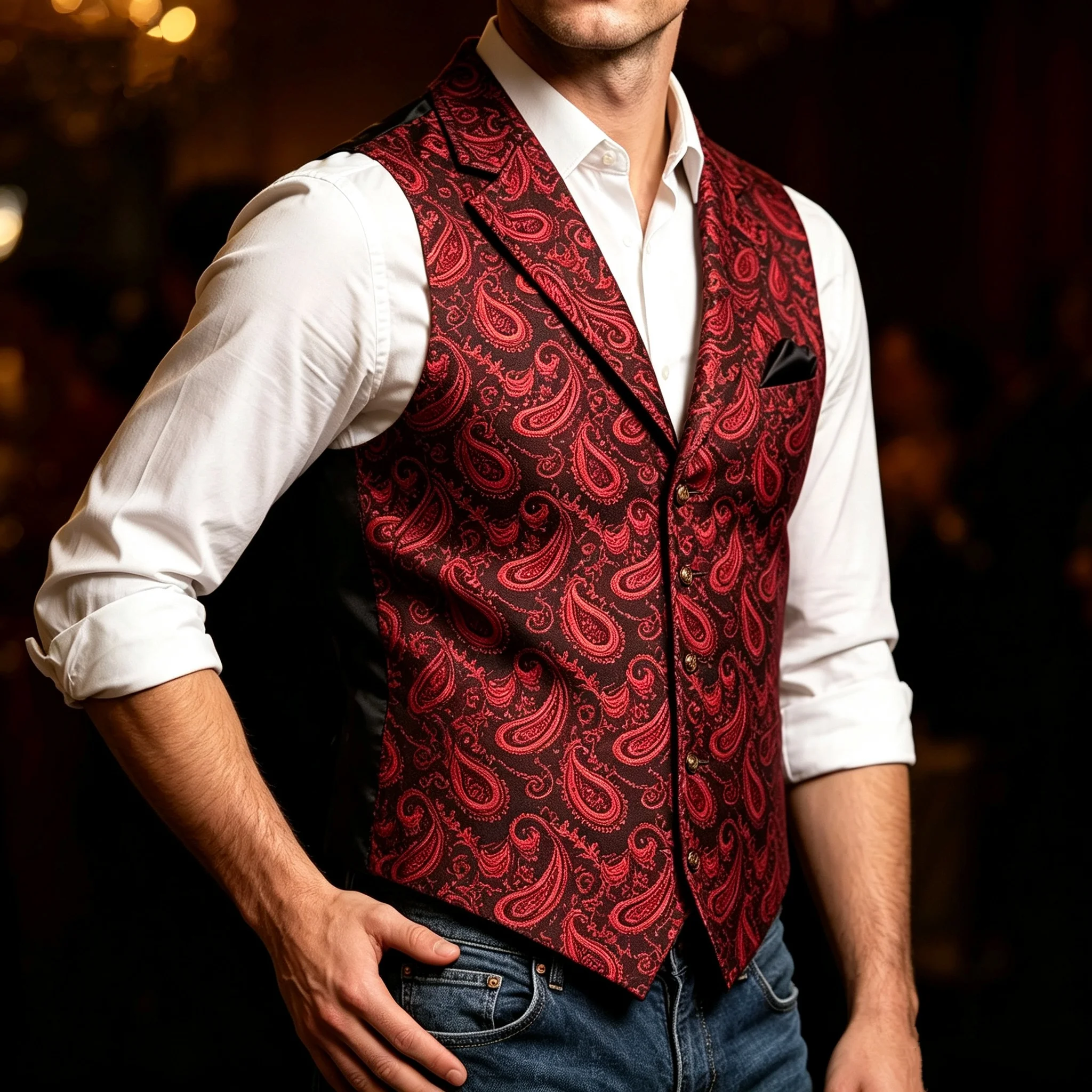 Men's Suit Vest Paisley Floral Jacquard Waistcoat Sleeveless Jacket Gothic Steampunk Formal for Wedding Prom Tuxedo Cosplay