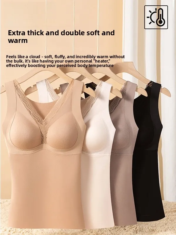 الدانتيل الدافئة حزام سترة المرأة الخريف الشتاء الملابس الداخلية مع وسادة الصدر Sl جميلة با الصدرية قاعدة Svel أعلى