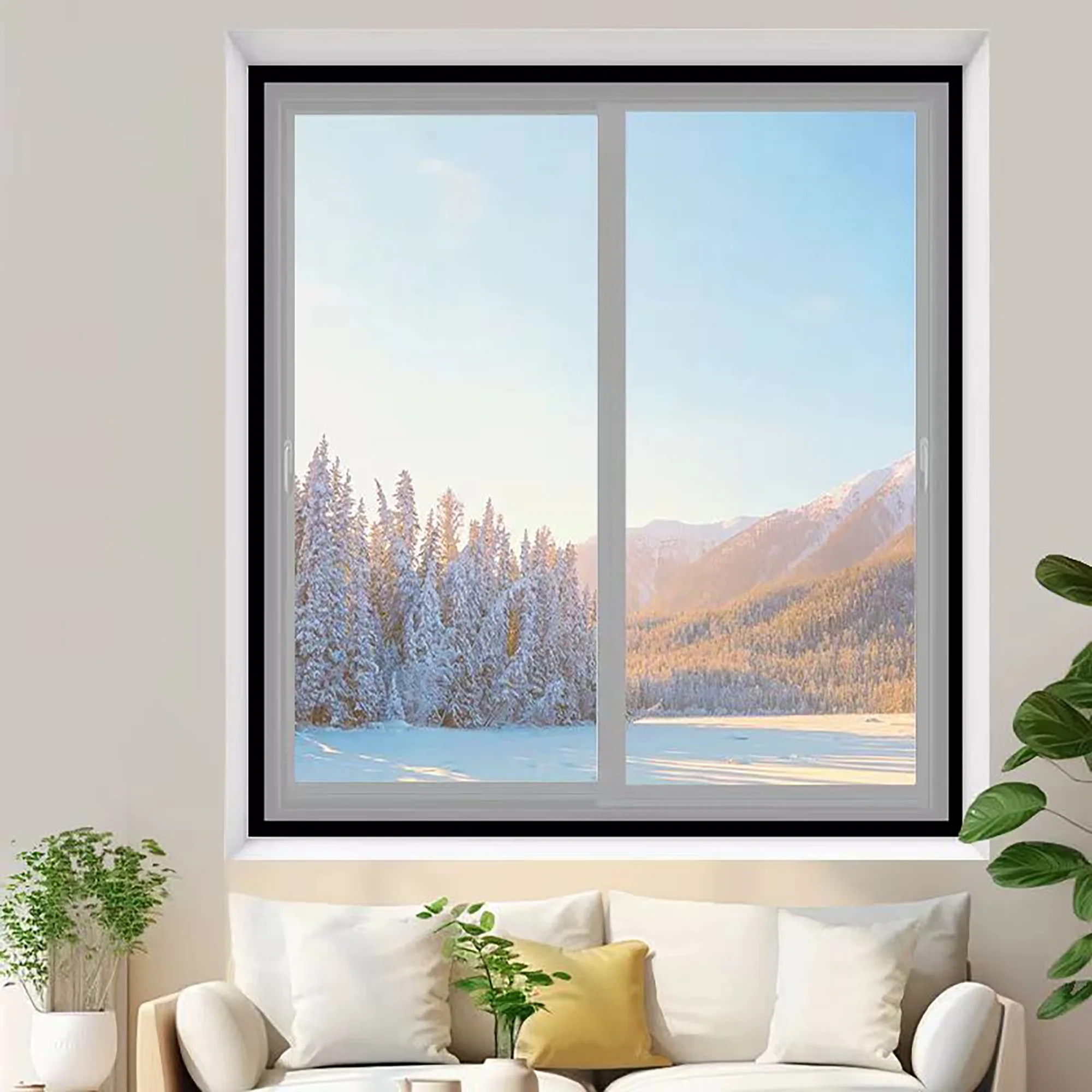 Fenster-Isolierfolie, Winterfeste Windschutz- und Wärmefolie für Innenräume, Energiesparende Transparente Folie, Fenster- und Türvorhang – Detail 4