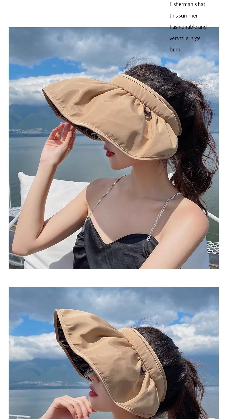 UPF50+ Sonnenblende-Hut, Dual-Use-Vollgesichts-Sonnenschutz, faltbares Stirnband für Strand, Wandern, Outdoor, Sommerhüte für Damen – Detail 11