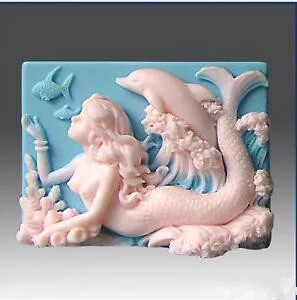 Silicone Square Handmake Soap Mold Dolphin And Mermaid Moulds Silicone Rubber PRZY Eco-friendly No.l001 CE / EU,CIQ,EEC,FDA,SGS