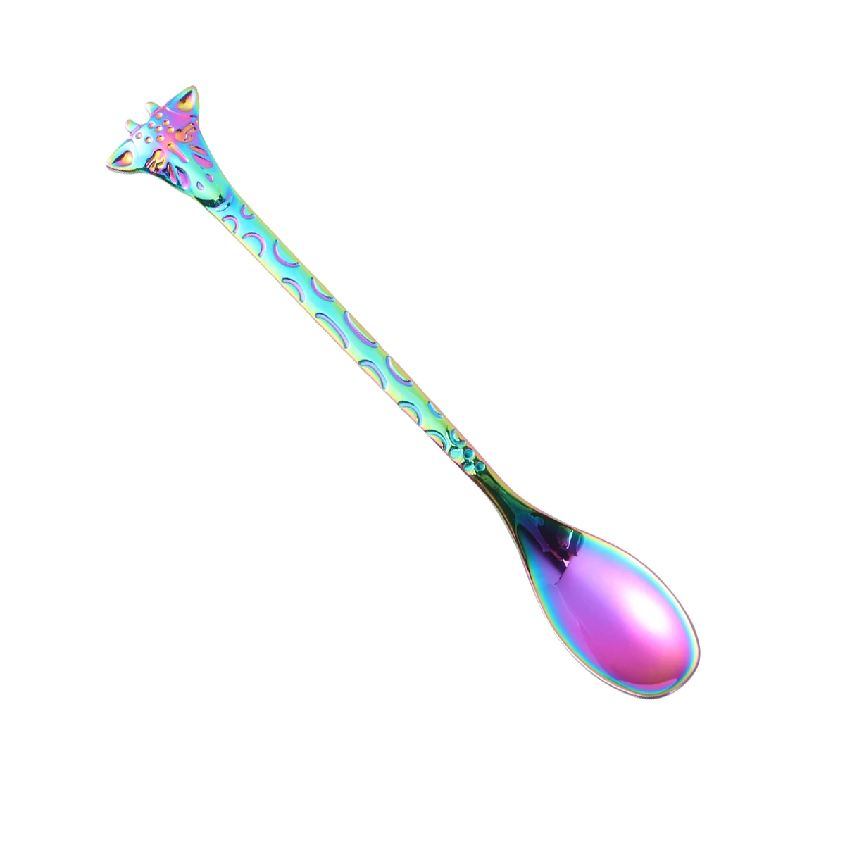 

Giraffe Shape 304 Stainless Steel Long Colorful Stirring Spoon Dessert Ice Cream Coffee Spoon Kitchen Utensil Anti-Rust