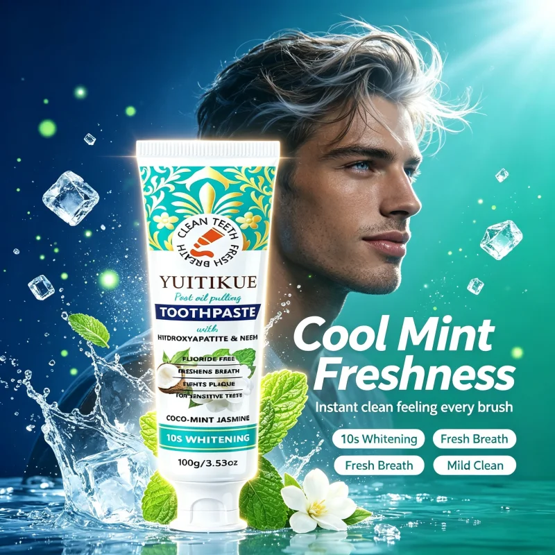 YUITIKUE 100g Fluoride Free Toothpaste Hydroxyapatite Neem Coco Mint Jasmine For Sensitive Teeth Remove Plaque Fresh Breath