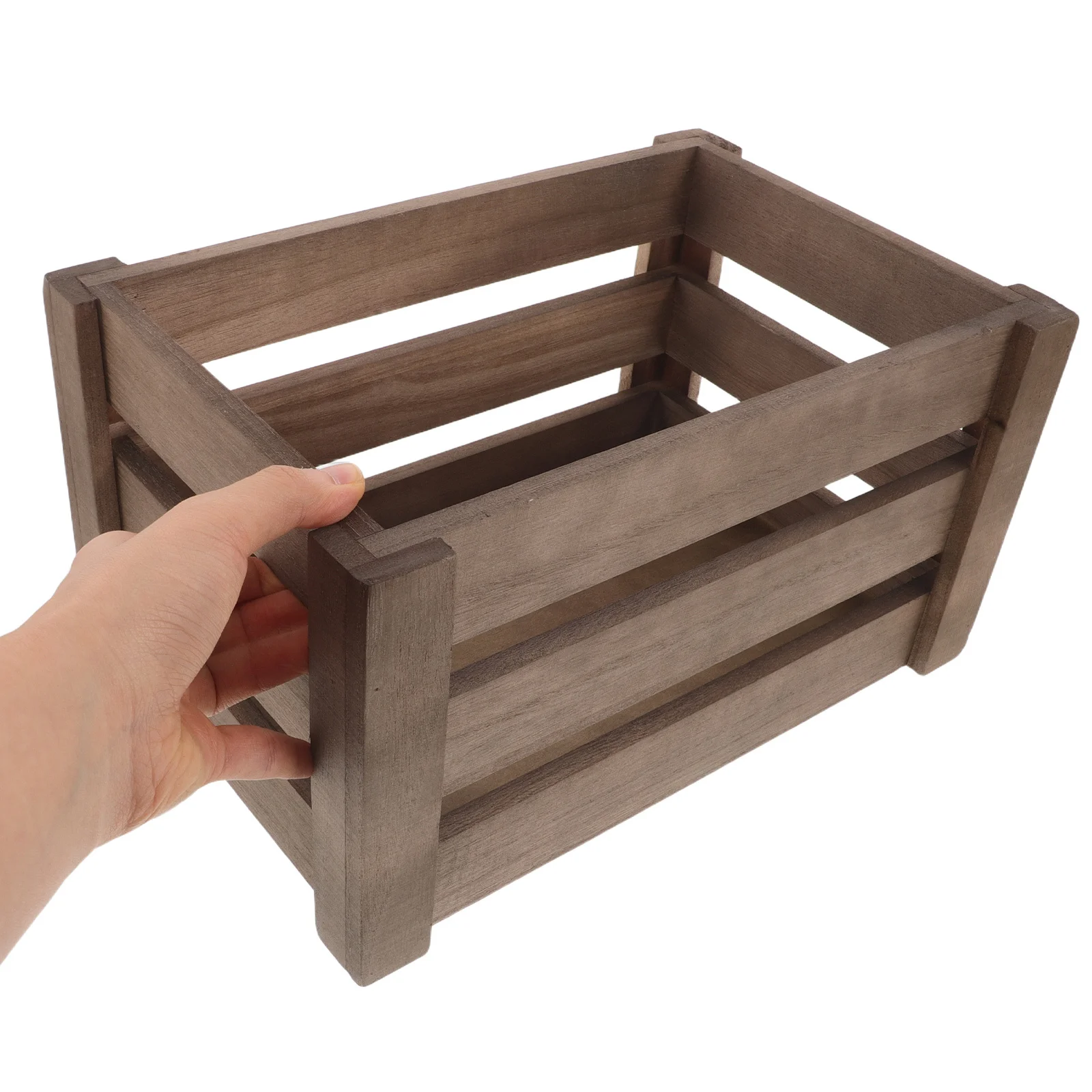 

Vintage Storage Box Distressed Wooden Crate For Farmhouse Kitchen Organizer Rustic Rectangular Basket Vegetable Fruit