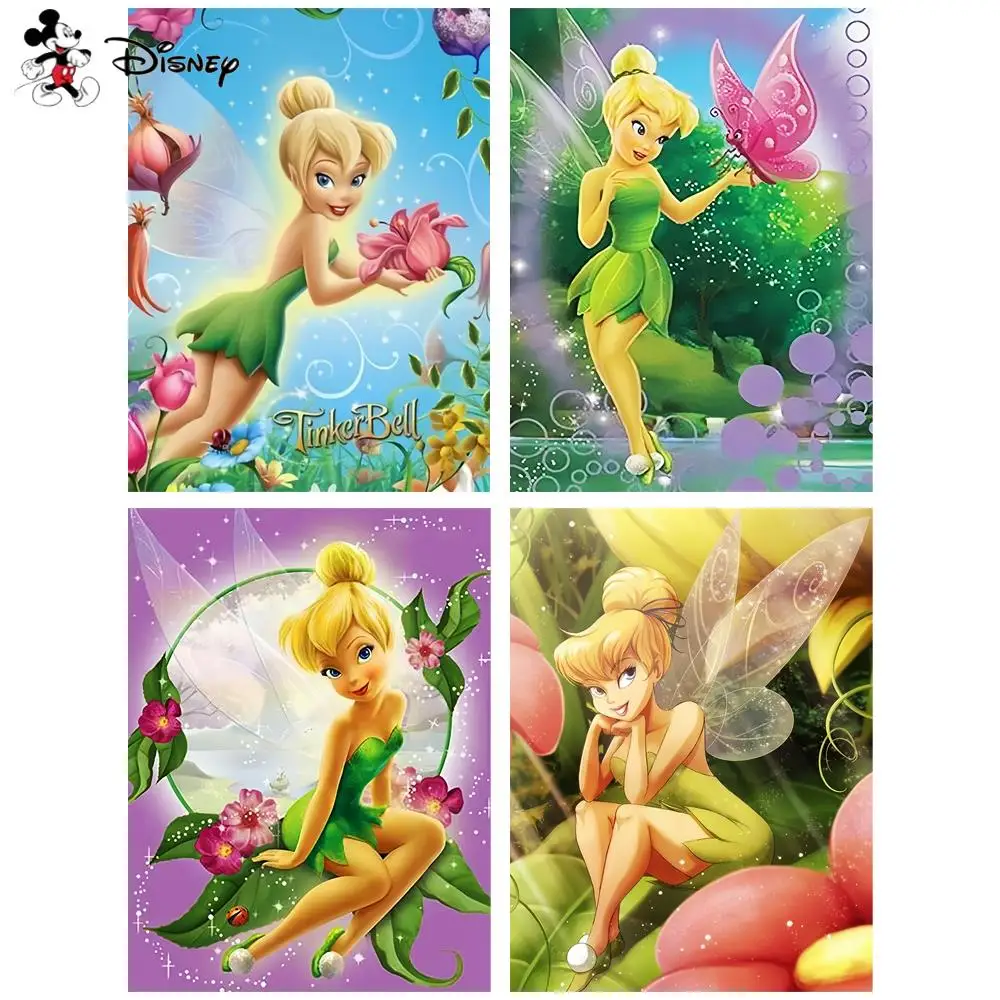 مجموعات طلاء ديزني حسب الأرقام تينكر بيل فانتسي فيريلاند لوحة زيتية رقمية يمكنك صنعها بنفسك مجموعة زهور فنية ديكور يدوي #1