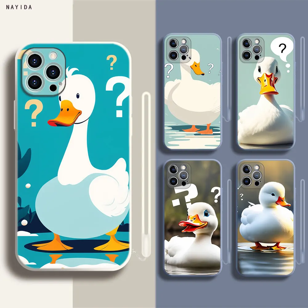 Soft Silicone Phone Case For Apple iPhone 15 14 13 12 11 Pro X XS Max XR Plus Mini Cover Doubtful Duck