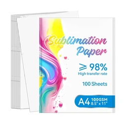 100 Sheets of 8.5x11In Sublimation Transfer Paper, Compatible with All Inkjet Printers-Ideal for Tumblers, and Fabrics, 120gsm