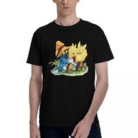 Funny Chocobo Vivi Final Fantasy 9 Vintage washed men's T-shirt Hot painting process Harajuku