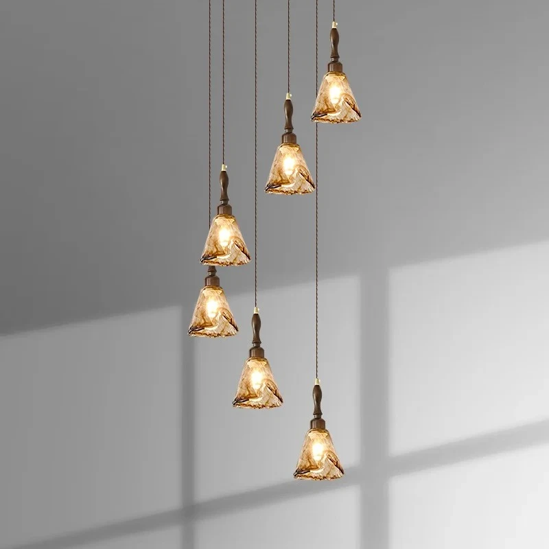 

Retro Staircase Light Glass Pendant Lamp Ceiling Light Ins Style Hanging Light Decorative Chandelier E27 Fixture Lamp For Home