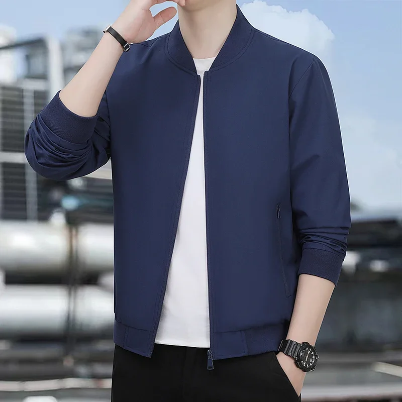 

Autumn Men's Workwear Jacket Fashion Baseball Collar Business Casual Jackets Handsome Youth Coat Dad Jackets M-5XL Sports Coats