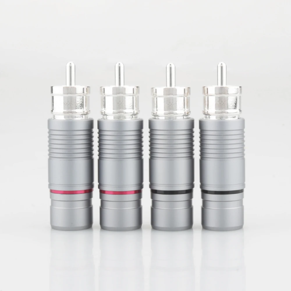 4Pcs Silver Plated Shadow Audio RCA Connectors Plug RCA Solder Plug for Audio Interconnect Cable