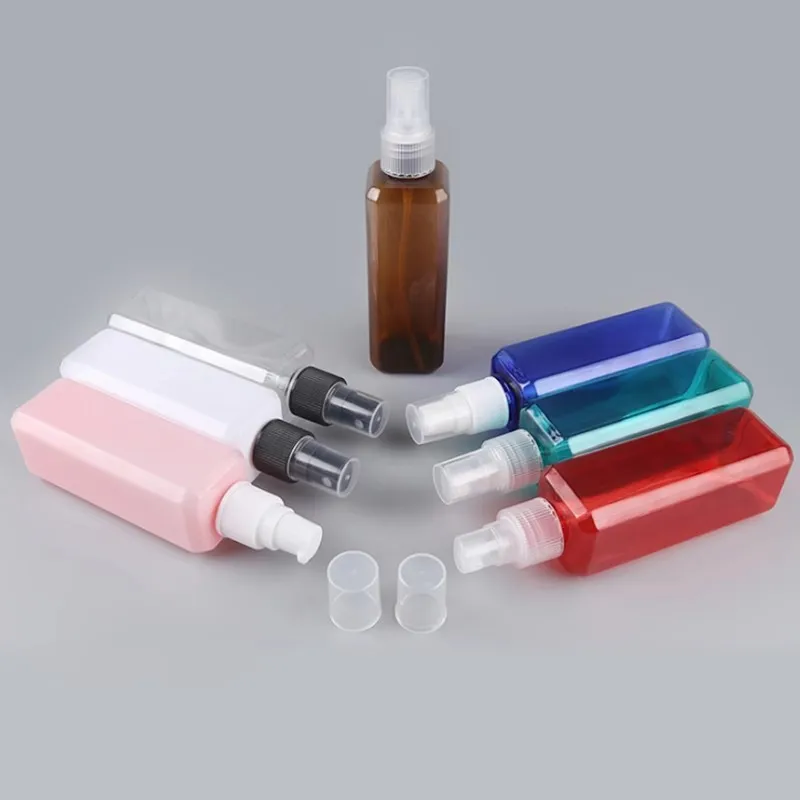 200pcs 100ml Empty Plastic Refillable PET Square Spray Bottles w/Fine Mist Atomizer Sprayers for DIY Home Cleaning Beauty Care