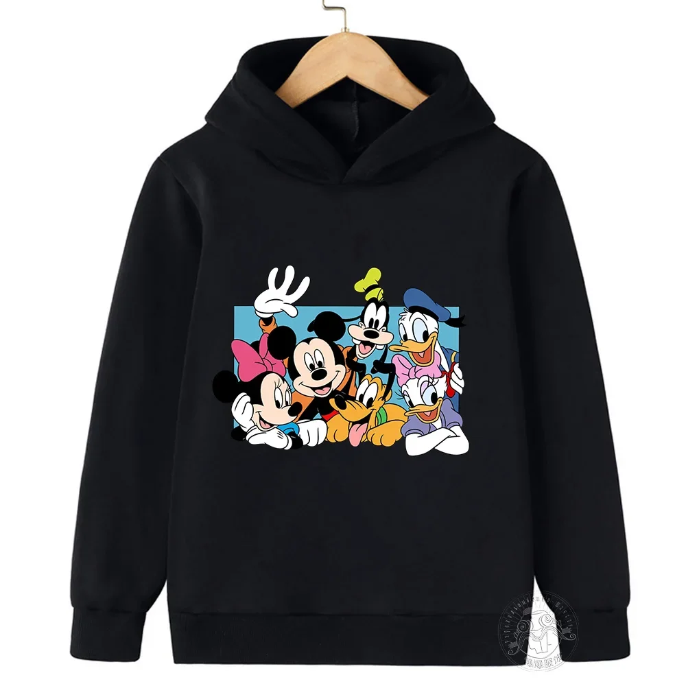 Disney Mickey Harajuku Printed Children's Hoodie for 2-14 Years Old Autumn Street Fashion Boys Sweatshirt Outdoor Sports Pullove