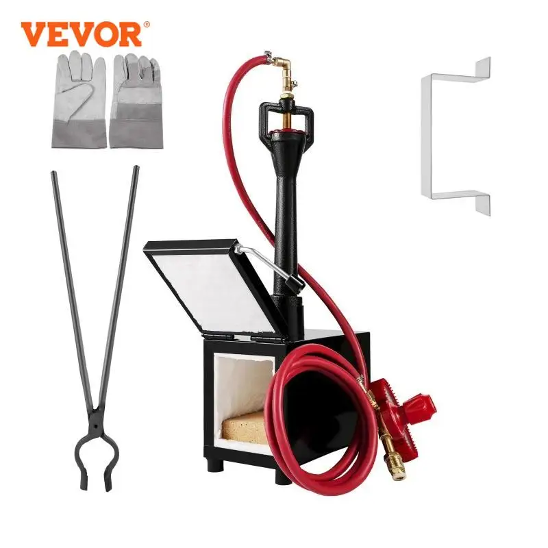 VEVOR Gas Propane Forge Blacksmithing Furnace Portable Single Burner One Door Control 2300° F Temperature for Knife & Metal Tool