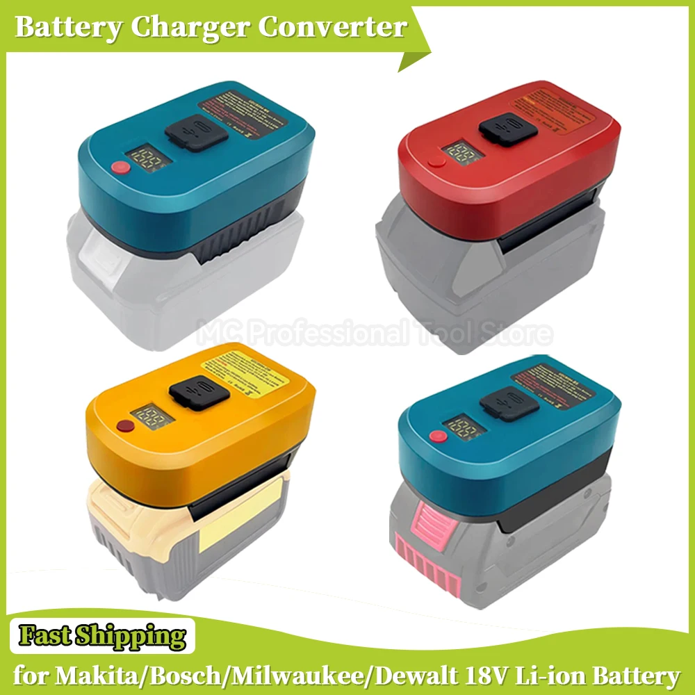 Carregador de Bateria Conversor para Makita Bosch Milwaukee Dewalt Bateria Li-ion 18v Entrada Usb tipo c Substituição de Saída
