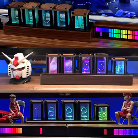 Original Version DIY Wooden Nixie Tube Clock with Colorful RGB LED Glows for Game Room Decoration.Luxury Packing for Gift Idea