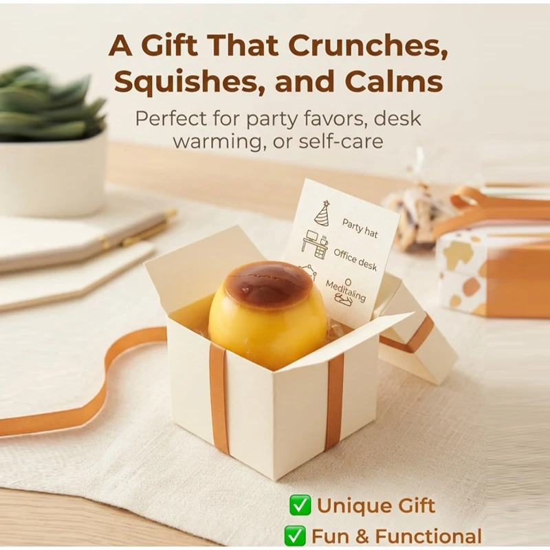 Cute And Soft Caramel Pudding Stress Ball Homemade DIY Handmade Squeeze Ball Toy Stress Relieving And Ventilating Toy Home Decor