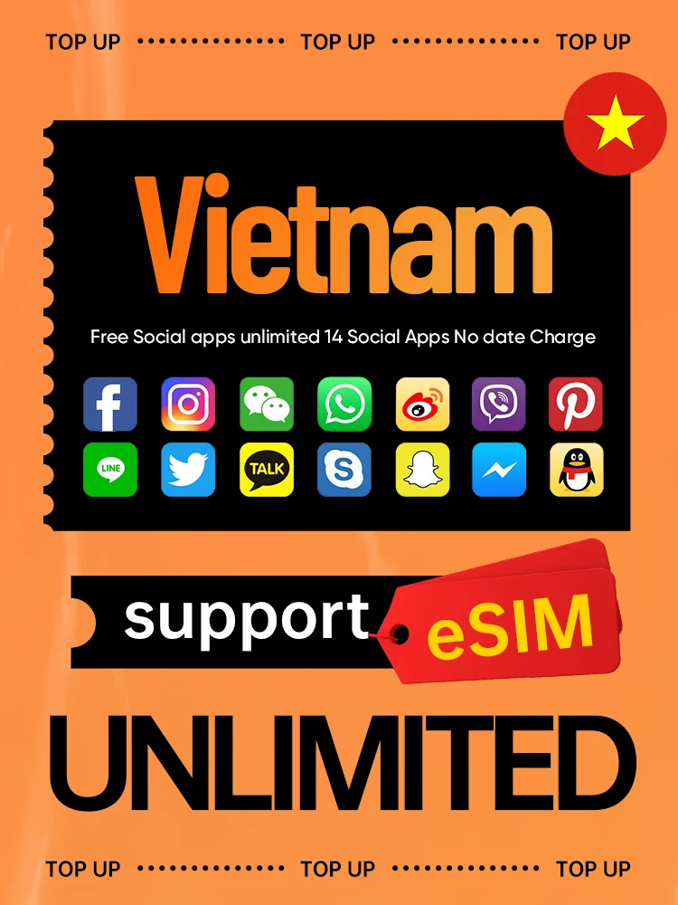 Vietnam Prepaid sim unlimited internet 4g  esim international roaming data sim card travel simkart