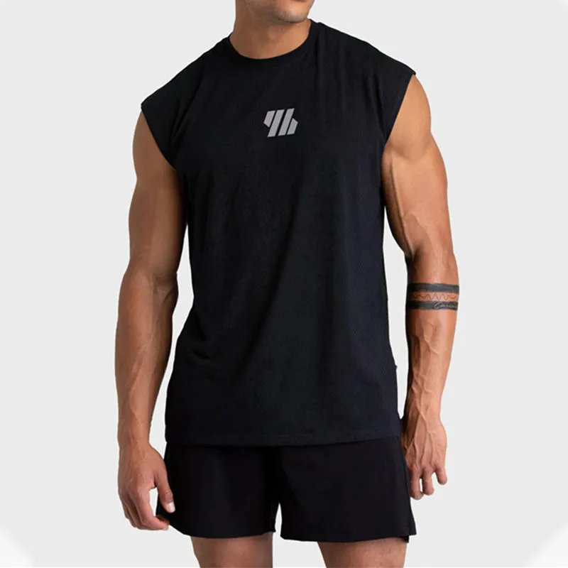 

2024 Summer new Gym Vest Men Bodybuilding Sleeveless Sports Tank Top quick-drying mesh Fitness Running Tank Top men Clothes