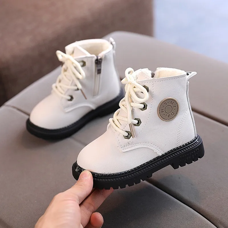 Kids Tide Boots Boys Shoes Autumn Winter Leather Children Boots Fashion Toddler Girls Boots Warm Winter Boots Kids Snow Shoes