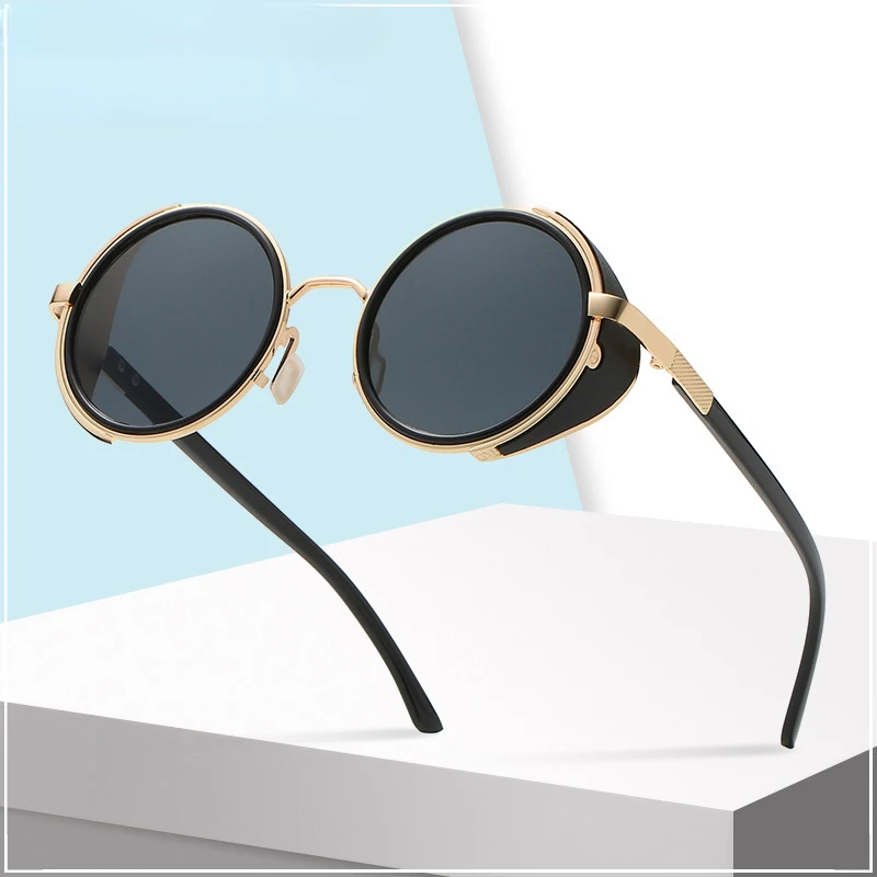 

Fashion Round Glasses Metal Steampunk Sunglasses Men Women Brand Designer Vintage Sun Glasses High Quality Oculos De Sol