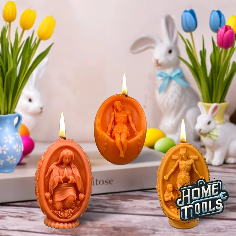 

3D DIY Jesus Candle Silicone Mold Virgin Mary Easter Egg Resin Mould Easter Gypsum Molds Home Decor Easter Gift