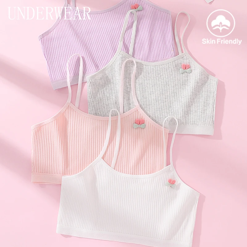 Women's undergarments for adolescent girls, middle school students, and young women, including strapless camisoles, girls' cotto