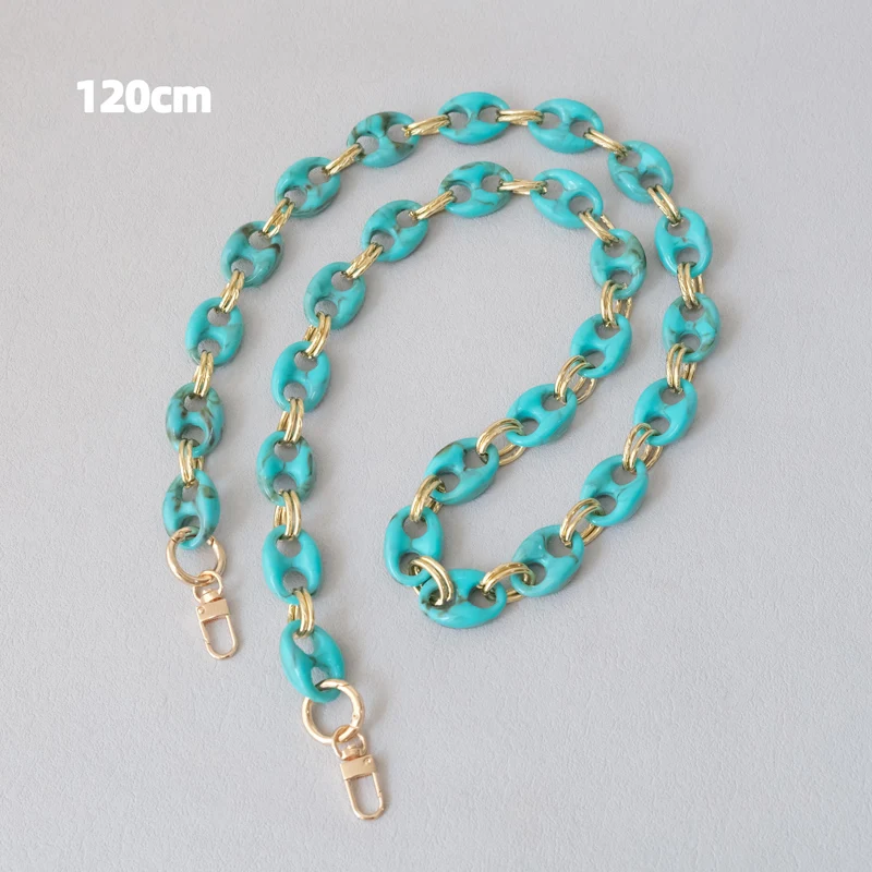Neue Modische Damen-Taschenaccessoires: Leoparden-Muster, Bonbon-Rot, Blau, Acrylharz, Metallkette, Schulterriemen, Lange Kette für Umhängetaschen – Detail 16
