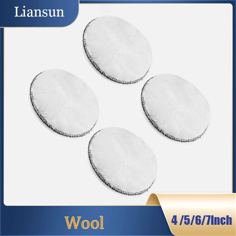 Pad Poles dan Gerinda Wol 4/5/6/7-inci, Pad Wol untuk Poles dan Pembersihan, Roda Wol untuk Poles Mobil, Pad Gerinda Wol Felt