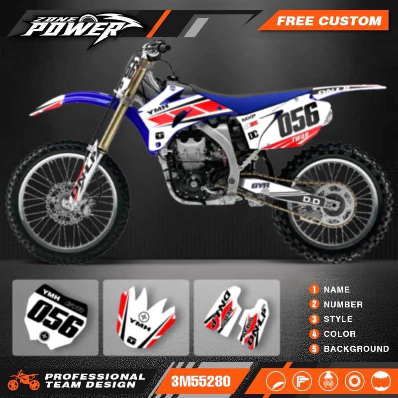 Powerzone For Yamaha YZF 250 450 YZ250F YZ450F 2006 2007 2008 2009 Custom Motorcycle Graphic Background Stickers Kits 021