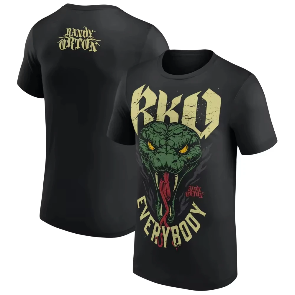 Men's Black Randy Orton RKO Everybody Viper T-Shirt Printed Wrestling Short Sleeve Casual Men's and Women's T-Shirts 2026