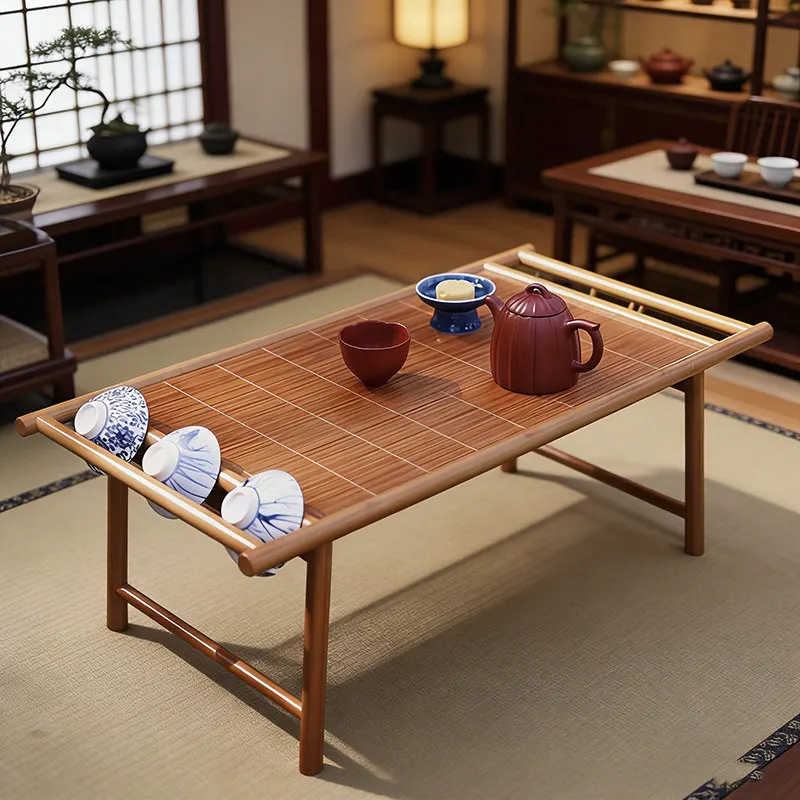 Hand-woven Moso Bamboo Tea Table Portable Outdoor Japanese Tea Stand for Kung Fu Tea Ceremony Furniture Household Small Table