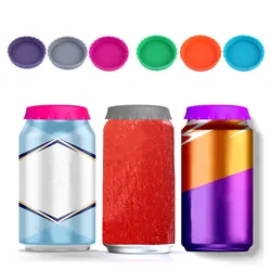 1Pc/2Pcs Soda Lid Covers Multi-color Beverage Can Protector Silicone Can Covers Reusable Beverage Can Lid Leak-proof Bottle Cap