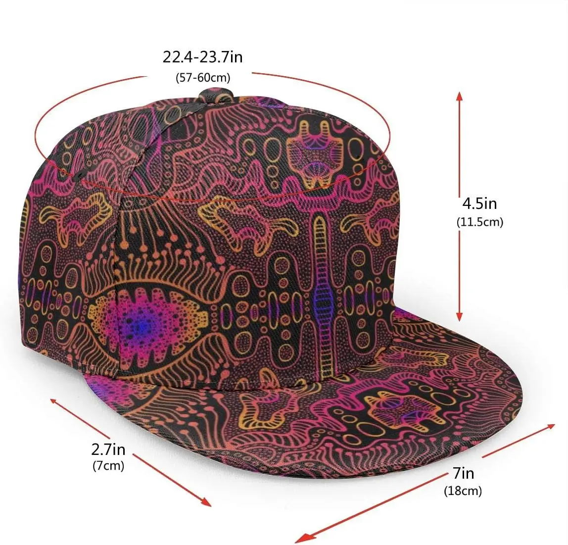 Space Psychedelic Trippy Abstract Flat Bill Brim Cap, Cool Hip Hop Trucker Hat Men Women Adjustable Baseball Caps