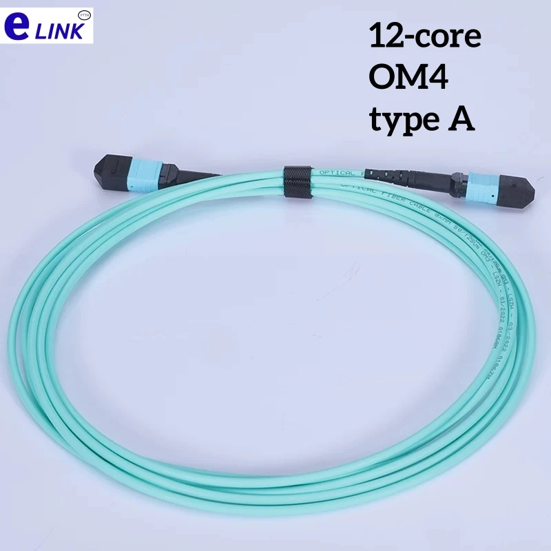 MPO fiber patchcord 12 cores OM4 female male type A 2 3 5 10 15m optic patch lead aqua OM3 MTP 12 strand ftth jumper 12C
