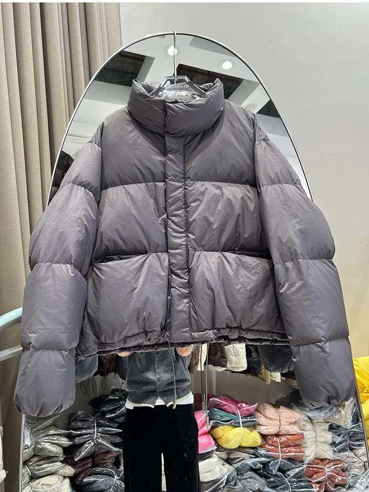 Warme Verdikte Puffers Jas Lange Mouw Hoge Kraag Losse Casual Vrouwen Witte Eend Donsjack Herfst Winter Mode Jassen Dames